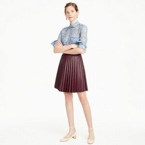 J. Crew Faux Leather Pleated Mini Skirt